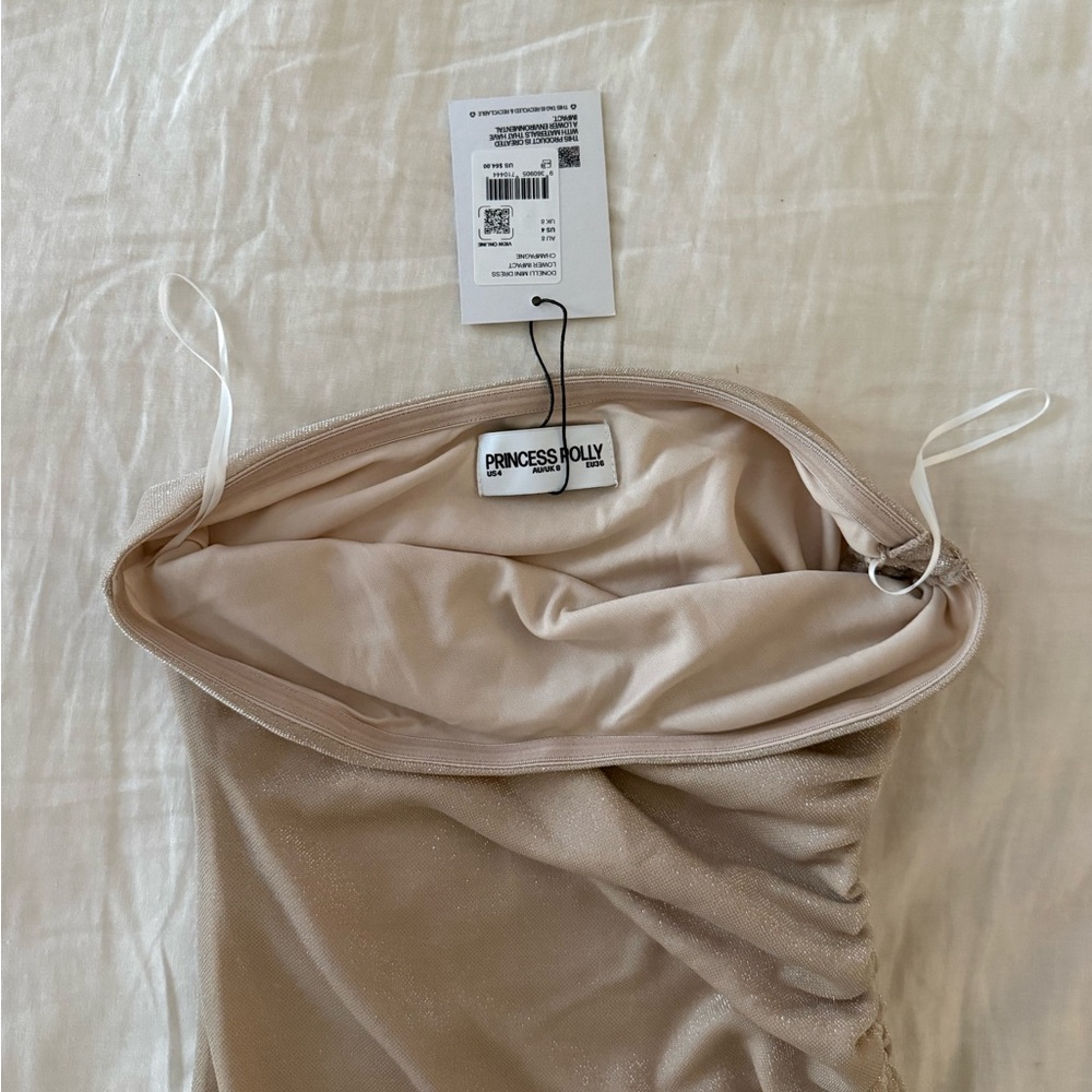Princess Polly Taupe Strapless Ruching Midi Dress - Picture 2 of 2